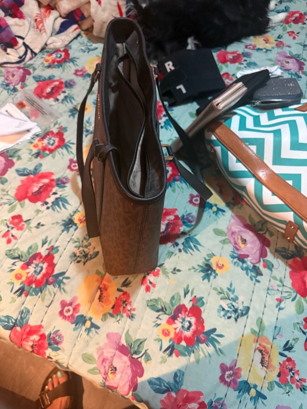 Michael Kors Brown Signature-Print Shoulder Tote